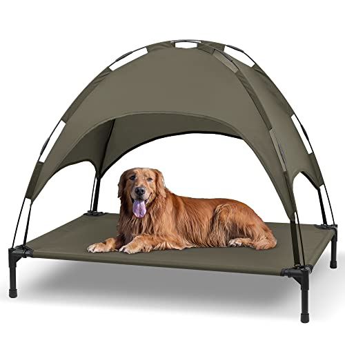 Heeyoo Erhöhtes Hundebett mit Baldachin, Outdoor-Hundebett mit abnehmbarem Baldachin, Schattenzelt, tragbares erhöhtes Haustierbett, Kühlbett für Hunde und Katzen Heeyoo Erhöhtes Hundebett mit Baldachin, Outdoor-Hundebett mit abnehmbarem Baldachin, Schattenzelt, tragbares erhöhtes Haustierbett, Kühlbett für Hunde und Katzen von Heeyoo