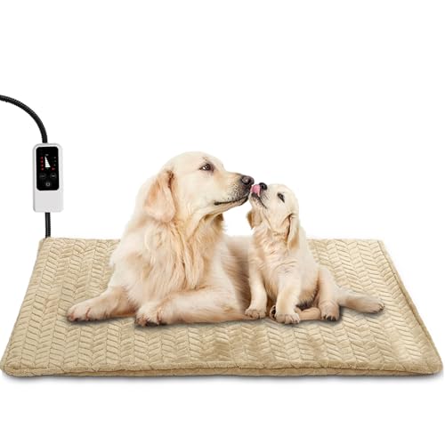 Heeyoo Heizkissen für Haustiere, einstellbares Heizkissen mit Timer, wasserdichtes Heizbett für Katzen mit kaufestem Kabel, automatische Abschaltung für von Heeyoo