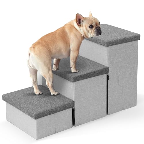 Heeyoo Hundetreppe mit Aufbewahrung, Faltbare Hundetreppe für kleine Hunde, 3 Etagen rutschfeste Haustiertreppe für hohe Betten oder Couch und Sofa, halten bis zu 90.7 kg Haustier Hund Katze Heeyoo Hundetreppe mit Aufbewahrung, Faltbare Hundetreppe für kleine Hunde, 3 Etagen rutschfeste Haustiertreppe für hohe Betten oder Couch und Sofa, halten bis zu 90.7 kg Haustier Hund Katze von Heeyoo