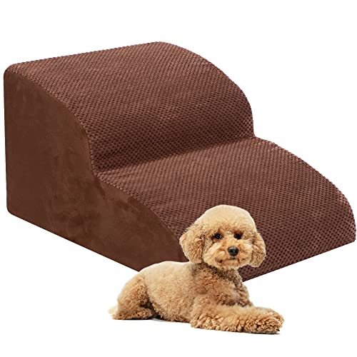 Hundetreppe für kleine Hunde, Hunderampe aus hochdichtem Schaumstoff, extra breite rutschfeste Haustierstufen für hohe Betten oder Couch, ältere Haustiere, kleine Katzen Hundetreppe für kleine Hunde, Hunderampe aus hochdichtem Schaumstoff, extra breite rutschfeste Haustierstufen für hohe Betten oder Couch, ältere Haustiere, kleine Katzen von Heeyoo