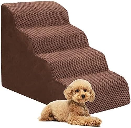 Hundetreppe für kleine Hunde, hochdichte Schaumstoff-Hunderampe, extra breite rutschfeste Haustierstufen für hohe Betten oder Couch, weiche Schaumstoff-Doggie Leiter für verletzte Hunde, ältere von Heeyoo