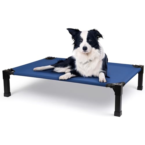 Kühlendes erhöhtes Hundebett, erhöhtes Hundebett mit waschbarem, atmungsaktivem Mesh und Metallrahmen, tragbares Hundebett mit rutschfesten Füßen für den Innen- und Außenbereich Kühlendes erhöhtes Hundebett, erhöhtes Hundebett mit waschbarem, atmungsaktivem Mesh und Metallrahmen, tragbares Hundebett mit rutschfesten Füßen für den Innen- und Außenbereich von Heeyoo