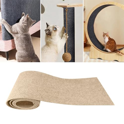 Heflashor Kratzmatte Selbstklebend Kratzteppich Katze Wand DIY Zuschneidbare Katzenkratzmatte Kratzbrett Kratzschutz AntiKratz Tape Kratzpads für Sofa,Teppiche,Möbel,Katzenständer,Khaki,M von Heflashor