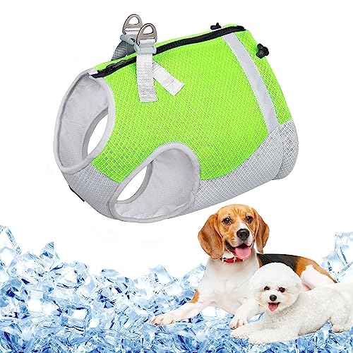 Kühlweste Hunde Atmungsaktives Mesh Hundejacke Hundekühlweste Verstellbare Kühljacke Sommer Cool Hundemantel mit Reflektierenden Streifen,Leuchtendes Grün,XL von Heflashor