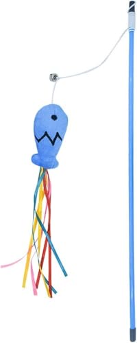 Hehglng Blauer Katzenstab, tragbar, Fisch-Design, sichere bunte Bälle, Katzenfeder-Spielzeug von Hehglng