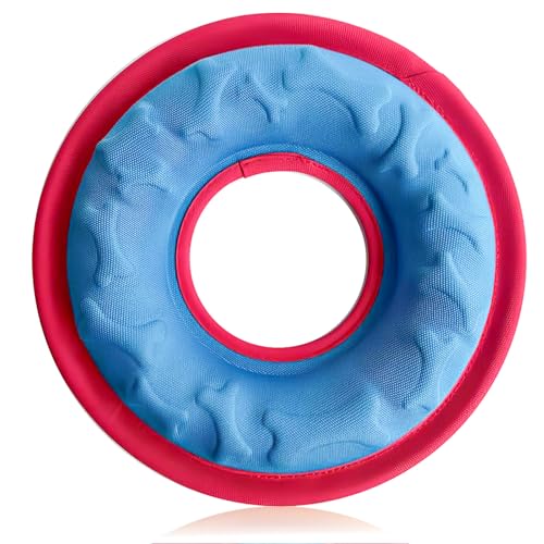 HeiPen Hundefrisbee Spielzeug wasserdichte, schwimmende Scheibe für Wasserspiele & umwandelbarer Hundenapf, langlebiges Nylon-Wurfspielzeug für einfaches Fangen, Outdoor Training und Fütterung (Blau) von HeiPen
