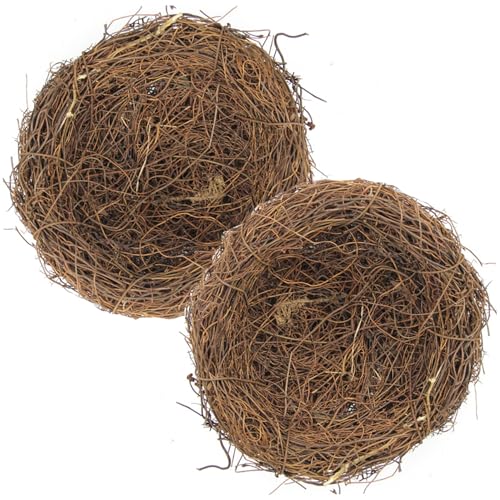 2pcs Bird Nest, 5, 91 Zoll Simulation Natural Rattan Vogelnester für Handwerk, ideal für Garten, Hof, Zuhause, Party, Osterdekoration von Heidouse