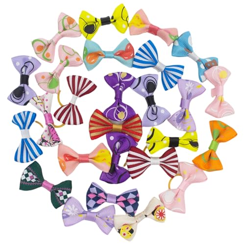 50pcs Hundehaarbögen, 1, 5 Zoll niedliche Haarbögen für Hundezubehör Mädchen mit Gummibändern, perfekt für Katze, Welpen, Kätzchen, Kaninchenpflege, zufällige Farbe, Kleidungszubehör. von Heidouse