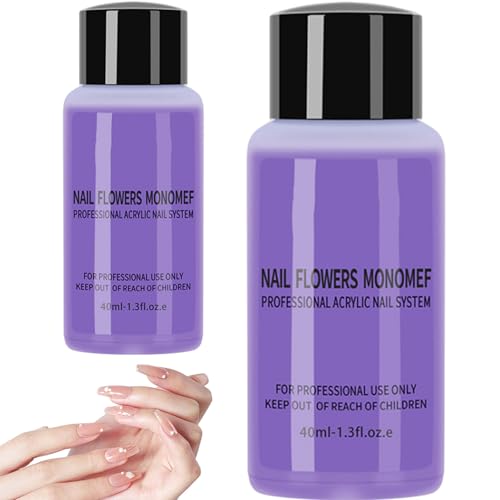 Acrylflüssigkeit, 2 Flaschen Monomer Acryl Nagel Flüssigkeit 40 ml professionelles sicheres Nagelmonomer für Nailsalon Home von Heidouse