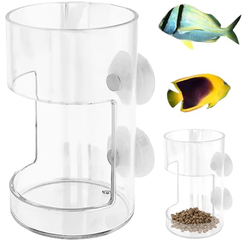 Fischrückschlauch, 2 x 4 Zoll ortsspezifischer Aquarium-Feeder mit Saugnäpfeln, zylindrisch klaren Plastikfischtankzubehör von Heidouse