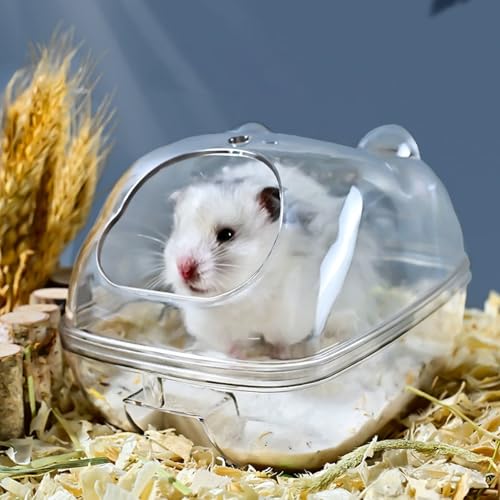 Hamster Sandbadbehälter, 6,3 x 4,3 x 4,3 Zoll Transparent Hamster Toilettenbox, abnehmbares kleines Tierbad für syrische Rennmäuse Zwerg -Meerschweinchen -Ratten Mäuse von Heidouse