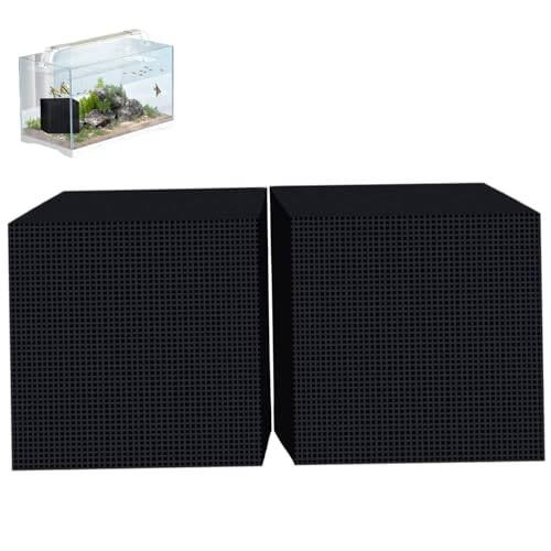 Heidouse 2pcs Wassertrogreiniger Würfel 4x4x4in Starke Filtration Aktiviertes Kohlenstoff Aquarium Carbon wiederverwendbares Tierwassertank mit Wabenstruktur für 39, 37 Zoll Fischtank. von Heidouse