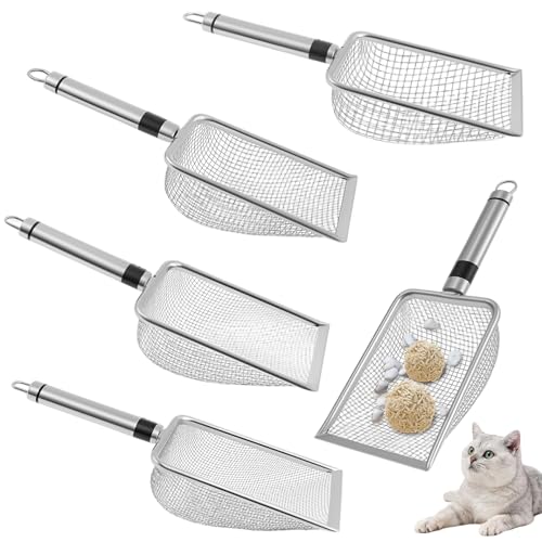 Heidouse 5pcs Katzenstreu -Schaufel, Edelstahlstreu -Schaufel mit Griff 2/2,8/3,8/4,3/5mm Kompostsieb mit hängenden Ring für Katzenbesitzer Heidouse 5pcs Katzenstreu -Schaufel, Edelstahlstreu -Schaufel mit Griff 2/2,8/3,8/4,3/5mm Kompostsieb mit hängenden Ring für Katzenbesitzer von Heidouse