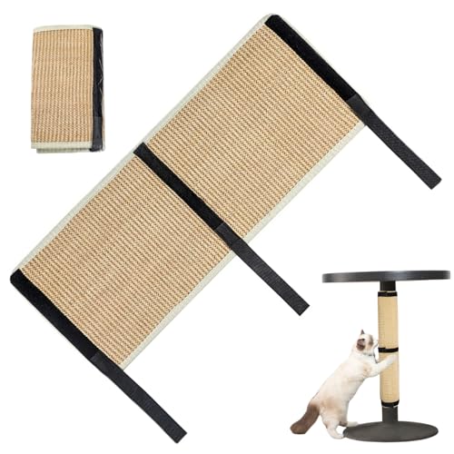 Heidouse Cat Scratch Pad, 10x25 Zoll Leinenkatze Kratzmatte, Wiederverwendbare Sisal -Kratzermatte mit Bändern zum Schutz der Couchstuhlbeine und des Teppichs. von Heidouse