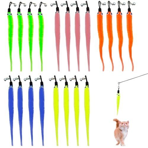 Heidouse Cat Worm Toy Refills 20Pcs 5 Color 8.7" Plush Cat Wand Attachment Toys with Bell Replacement Refills for Kitten Owners Heidouse Cat Worm Toy Refills 20Pcs 5 Color 8.7" Plush Cat Wand Attachment Toys with Bell Replacement Refills for Kitten Owners von Heidouse
