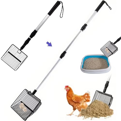 Heidouse Chicken Poop -Schaufel, einstellbare und abnehmbare Metallstreu -Schaufel mit lang behandelter, funktioneller Müllschaufel, die für Hühnerkoop -Zubehör verwendet Wird von Heidouse