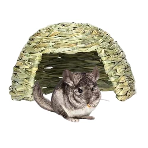 Heidouse Hamster Versteck 11 x 7 Zoll Gras Meerschweinehaus gewebter Hasen Versteck für Käfig warm warm hält Haustier Vorräte für kleine Haustiere von Heidouse