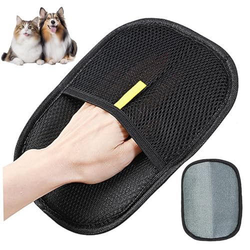Heidouse Werkzeug zur Haarentfernung von Haustieren, 9,5x6.3 Bidirektionale Borsten Haustierpflegehandschuhe mit atmungsaktivem Maschenabdeck von Heidouse