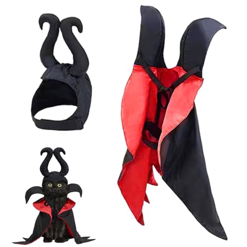 Hundekostüm umfasst Hunde Cape und Teufelshornhut Hut Haustier Halloween Kostüme für Party -Cosplay von Heidouse