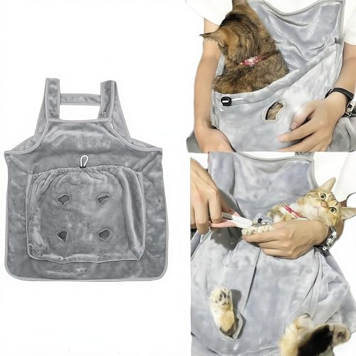 Katzenschürze, Tragetasche mit 4 Pfotenlöchern, Katzentragetasche, Schürze, Tasche zum Nagelschneiden, Katzentragetasche, Schürze, Schlafsack, Katzenschlinge, Tragetasche, verstellbar, für Katzen, Katzenschürze, Tragetasche mit 4 Pfotenlöchern, Katzentragetasche, Schürze, Tasche zum Nagelschneiden, Katzentragetasche, Schürze, Schlafsack, Katzenschlinge, Tragetasche, verstellbar, für Katzen, von HeiheiTom