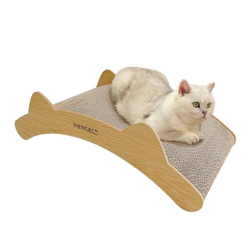 Heikoeco® Brücke Typ Katzen Kratzbrett, 2 in 1 Kratzpappe für Katzen, Doppelseitig Haltbarer Katzenspielzeug aus Qualitätswellpappe, Katzen Kratz Kratzmöglichkeit 50 x 26 x 14.5cm von Heikoeco