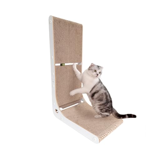 Heikoeco® Kratzbretter Katze mit Katzenminze Ball, L-förmige Katzenspielzeug, Langlebige Kratzpappe Wand 26x39x60cm von Heikoeco