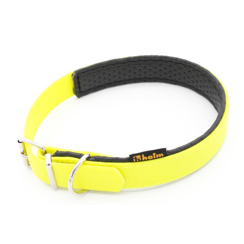 Heim Biothane®-Halsband weich gefüttert, neon-gelb - Größe 40: 28 - 35 cm Halsumfang, 19 mm breit von Heim