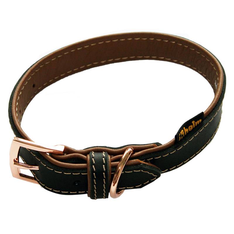 Heim Halsband gefüttert Rosé, schwarz/braun - Größe 55: 39 - 49 cm Halsumfang, 25 mm breit von Heim