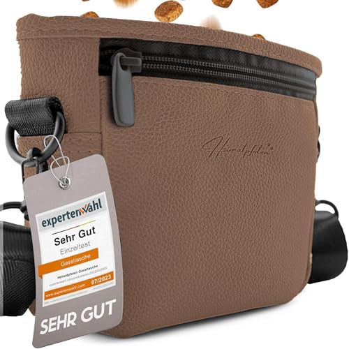 Heimatpfoten® Futterbeutel für Hunde aus Leder-Imitat - Gassi-Tasche mit Einhand Magnet-Verschluss Hunde-Leckerli-Beutel … von Heimatpfoten