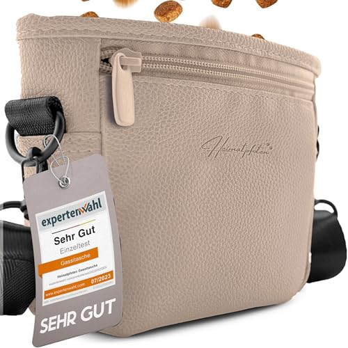 Heimatpfoten® Futterbeutel für Hunde aus Leder-Imitat - Gassi-Tasche mit Einhand Magnet-Verschluss Hunde-Leckerli-Beutel … von Heimatpfoten