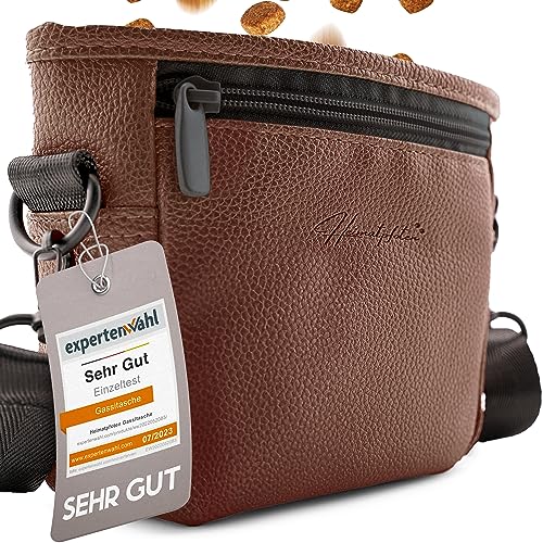 Heimatpfoten® Futterbeutel für Hunde aus Leder-Imitat - Gassi-Tasche mit Einhand Magnet-Verschluss Hunde-Leckerli-Beutel … von Heimatpfoten