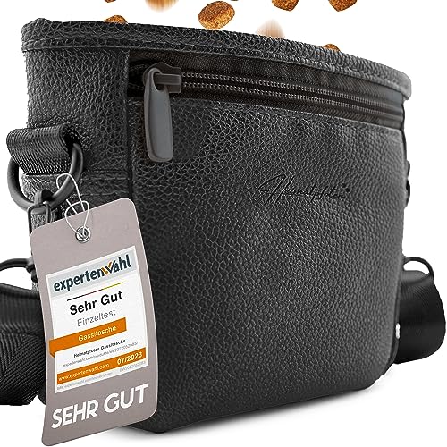 Heimatpfoten® Futterbeutel für Hunde aus Leder-Imitat - Gassi-Tasche mit Einhand Magnet-Verschluss Hunde-Leckerli-Beutel … von Heimatpfoten