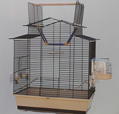 Beiger Vogelkäfig IZA III Cabrio Wellensittichkäfig,Exotenkäfig,Vogelkäfig Vogelbauer Wellensittich Kanarien Voliere Vogelhaus Käfig incl. Badehaus und Trinkröhrchen … von Heimtiercenter