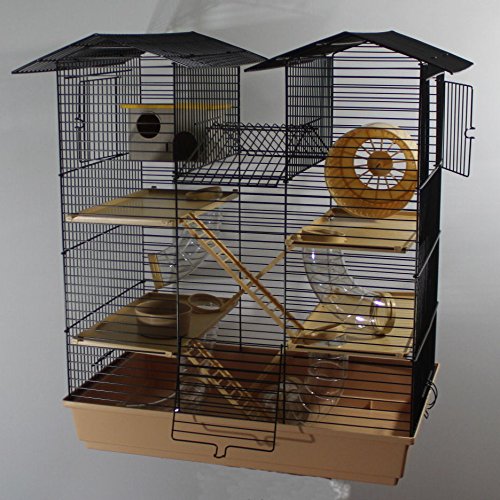 Heimtiercenter Mäusekäfig, Ratte und Hamster, mit Holzelementen, Größe XXL, Schwarz von Heimtiercenter