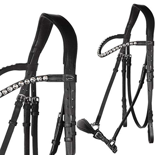 Heinick-Reitsport Trense Soft Hannoveranisch verstellbar Stride Schwarz ~ Glow-Silver ~ Warmblut von Heinick-Reitsport