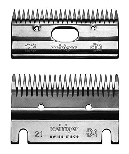 Heiniger Schermessersatz 23/21 Zähne - grobe Schermesser für Rinder und Milchkühe, Obermesser: 23 Zähne, Untermesser: 21 Zähne, für die professionelle Rinderschur von Heiniger