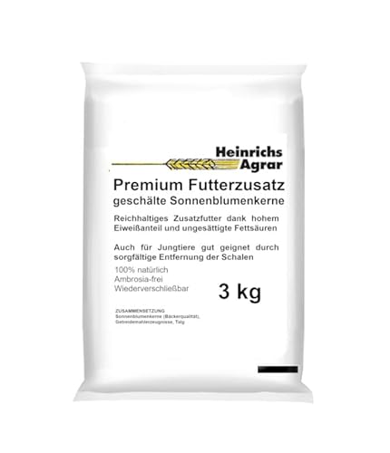 Heinrichs Agrar Premium Futterzusatz Vogelfutter, Geschälte Sonnenblumenkerne 3 kg von Heinrichs Agrar