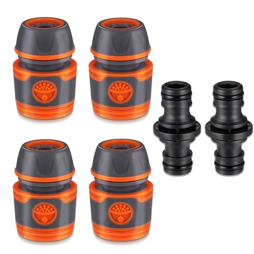 Hejo Schlauch Kupplungs Satz, 4 Stück Schlauchverbinder 13 mm mit 2 Stück Kupplungs, Schlauchkupplung zur Schlauchverlängerung, Schlauchanschluss 1/2 Zoll für Familie Garten von Hejo