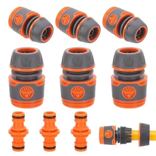 Hejo Schlauch Kupplungs Satz, 6 Stück Schlauchverbinder 13 mm mit 3 Stück Kupplungs, Schlauchkupplung zur Schlauchverlängerung, Schlauchanschluss 1/2 Zoll für Familie Garten von Hejo