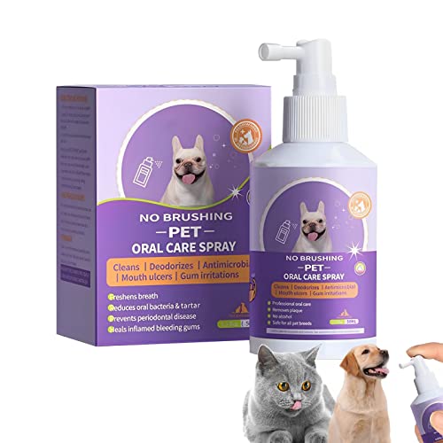 Zahnsteinentferner Für Hunde Und Katzen Entfernt Zahnbelag, Pet Dentalspray Zahnpflege Remove Tartar & Plaque, Natürliche Zahnreinigung Ohne Bürsten, Pet Oral Spray Eliminate Bad Breath (50ml) von Hekasvm