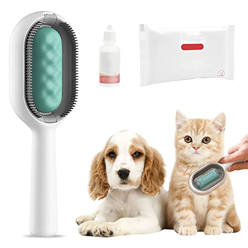 Hundebürste Mit Wassertank,Katzen Bürste Mit Feuchttüchern,Reinigungsbürste Für Tierhaare,Multifunctional Haustier Reinigung Haarentfernung Kamm,Ideal for Massage,Care and Remove Hair (Langhaar/Blau) von Hekasvm