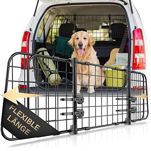 HELDENWERK Universal Kofferraum Trenngitter für Hunde - Auto Hundegitter zum Transport für deinen Hund - Schutzgitter mit Kopfstützen-Befestigung - Stufenlos verstellbares Kofferraumschutz Gitter von HELDENWERK
