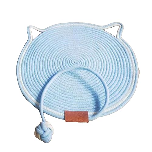 Baumwollfäden Katzenmatte, handgewebter Cartoon süßes bequemes Kratzerkratzer -Kratzer -Pad, Ball für Katzen Kätzchen Premium Material Mehrzweckdesign ideal für Wohnkultur (Himmelblau) von Helhom