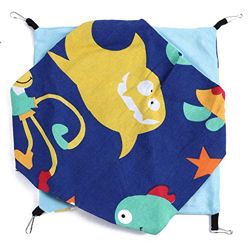 Doppelschicht -Leinwand Haustierhängematten Hängende Bett, Schlafsack für kleine Haustier bequem und Hängematte für Chinchilla Frettchen Kaninchen, weiches Samt und Leinwanddesign (Maritime Welt) von Helhom