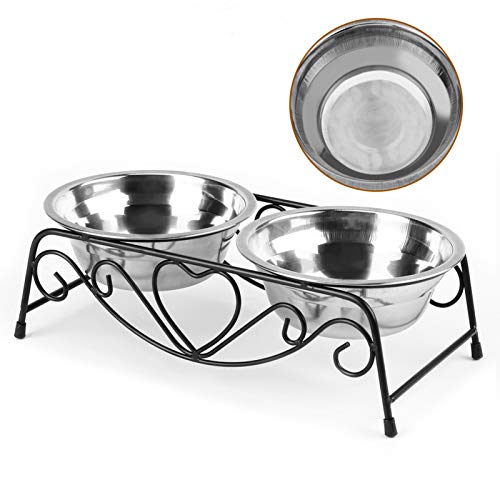 Edelstahl Doppelhunde Katzenfutter Wasserschalen Futtermittelschalen Regalständer, erhöhte Schalen für kleine mittelgroße Hunde Katzen Welpen, schwarz 26x14x8,5 cm Edelstahl Doppelhunde Katzenfutter Wasserschalen Futtermittelschalen Regalständer, erhöhte Schalen für kleine mittelgroße Hunde Katzen Welpen, schwarz 26x14x8,5 cm von Helhom