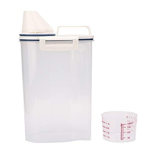Helhom Haustiernahrung Behälter Versiegelter Eimer, Proof -Lagerbox mit Messbecher für Hundekatze Futter großer Kapazität luftdicht pp Plastik 2 kg Weiß von Helhom