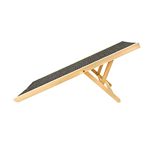 Holzhund Rampe, Höhe Verstellbarer Schlupffaltfalt -Haustier Kletterleiter, Sofa Bettauto Premium Neuseeland Kiefer Rampe Haustier Ramp Hunde Katzen Katzen (Größe: ca. 100x43cm / 39.4x16.9in (l)) von Helhom