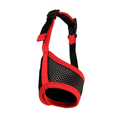 Hunde Mündung, atmungsaktive verstellbare weiche Bequeme Anti -Bucke -Barking -Mesh -Design, Deckung für das Training großer Hunde Polyestermaterial (Rot) von Helhom