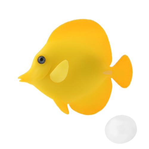 Xergur Fischtankverzierung Aquariumdekoration, tropischer gefälschter Fisch lustige künstliche leuchtende Fisch -Premium -Silikon, hohe Simulation realistischer Effekt für die (Gold hängen) von Helhom