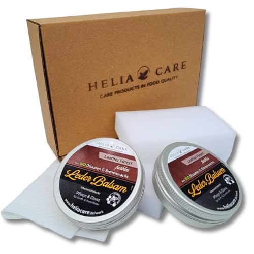 HeliaCARE Bio Premium Lederbalsam Bienenwachs - Antibakterielle Lederpflege - Lederfett farblos in Lebensmittelqualität - Leder Conditioner aus Deutschland (2x50ml) von HeliaCARE